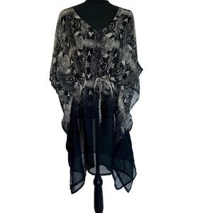 Sol & Mer animal snakeprint beach cover-up short sleeve chiffon drawstring 🔥